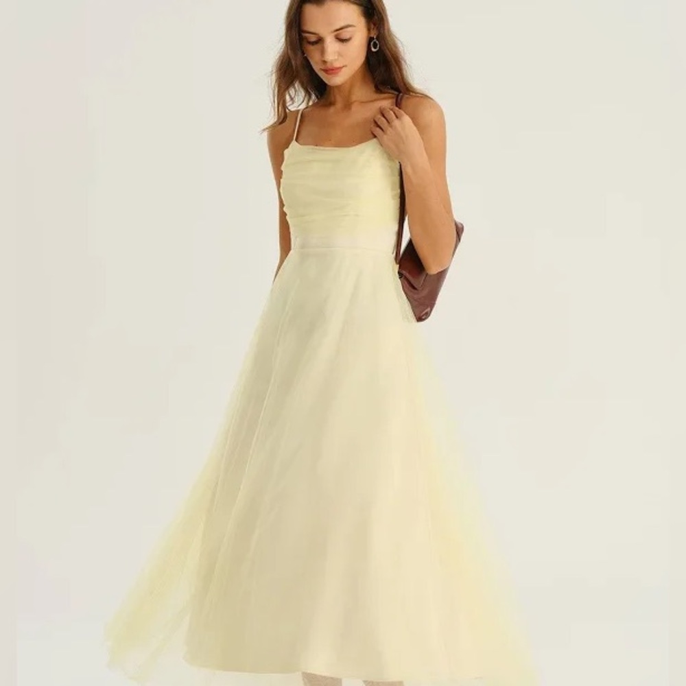 RIHOAS Cream Chiffon Dress